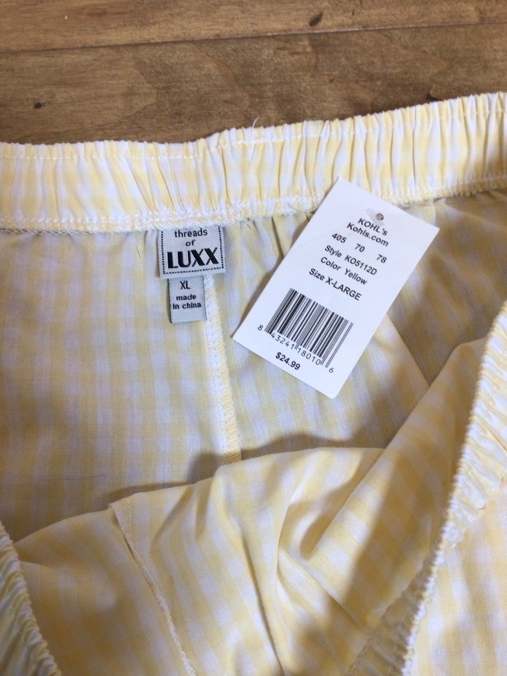 Threads of Luxx Juniors XL Yellow Gingham Side Tie Shorts NWT Cotton Pull On. - Picture 7 of 8